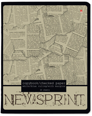 Тетрадь А5 48 л. АЛЬТ скоба, клетка, глянцевый лак, "Газета" (5 видов), 7-48-1146