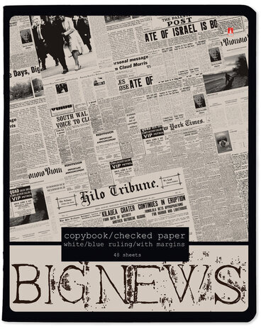 Тетрадь А5 48 л. АЛЬТ скоба, клетка, глянцевый лак, "Газета" (5 видов), 7-48-1146