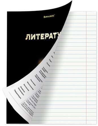 Тетрадь предметная "SHADE" 48 л., глянцевый лак, ЛИТЕРАТУРА, линия, BRAUBERG, 404269