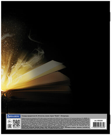Тетрадь предметная "SHADE" 48 л., глянцевый лак, ЛИТЕРАТУРА, линия, BRAUBERG, 404269