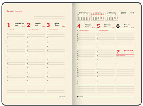 Еженедельник датированный 2024 БОЛЬШОЙ ФОРМАТ 210х297 мм А4, BRAUBERG "Imperial", под кожу, коричневый, 115009