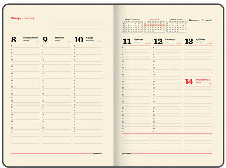 Еженедельник датированный 2024 БОЛЬШОЙ ФОРМАТ 210х297 мм А4, BRAUBERG "Imperial", под кожу, коричневый, 115009