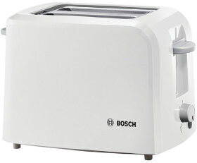 Тостер BOSCH TAT3A011, 900 Вт, 2 тоста, разморозка, подогрев, решетка для булочек, пластик, белый