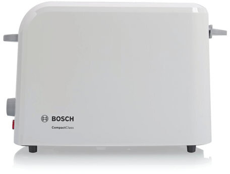Тостер BOSCH TAT3A011, 900 Вт, 2 тоста, разморозка, подогрев, решетка для булочек, пластик, белый