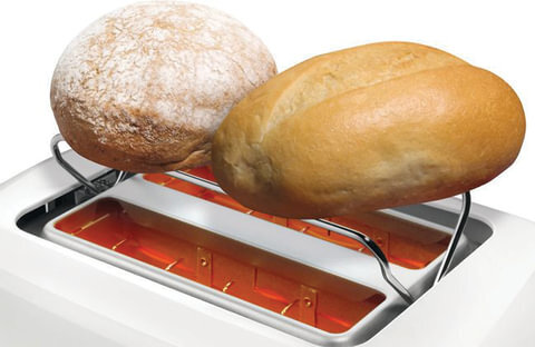 Тостер BOSCH TAT3A011, 900 Вт, 2 тоста, разморозка, подогрев, решетка для булочек, пластик, белый