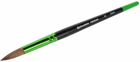 Кисть из ворса пони № 10, BRAUBERG PREMIUM, 200989