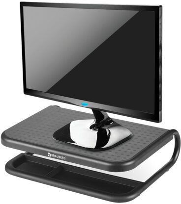 Подставка для монитора, ноутбука 380х295х110 мм, металлическое основание, черная, BRAUBERG, 513790