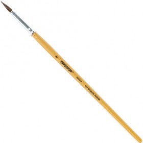 Кисть ПИФАГОР, ПОНИ, круглая, № 4, деревянная лакированная ручка, с колпачком, 200833
