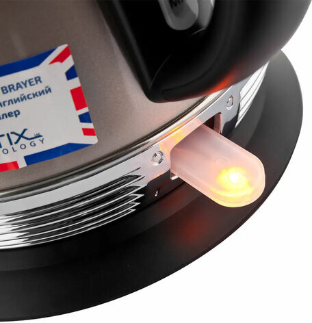 Чайник с термометром BRAYER BR1007, 1,7 л, 2200 Вт, закрытый нагревательный элемент, сталь, бежевый