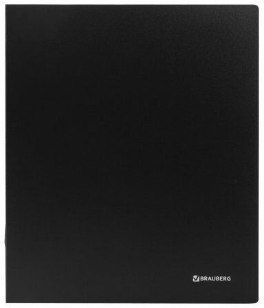 Папка на 4 кольцах BRAUBERG "Стандарт", 40 мм, черная, до 300 листов, 0,9 мм, 221620