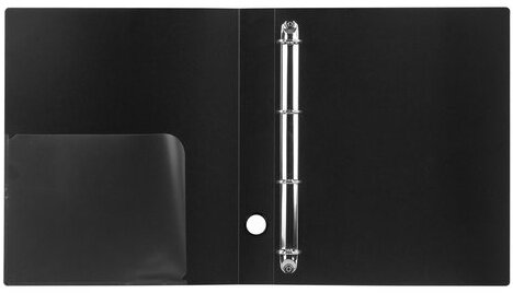 Папка на 4 кольцах BRAUBERG "Стандарт", 40 мм, черная, до 300 листов, 0,9 мм, 221620