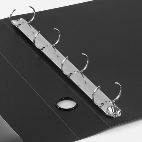 Папка на 4 кольцах BRAUBERG "Стандарт", 40 мм, черная, до 300 листов, 0,9 мм, 221620