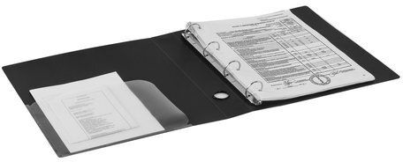 Папка на 4 кольцах BRAUBERG "Стандарт", 40 мм, черная, до 300 листов, 0,9 мм, 221620