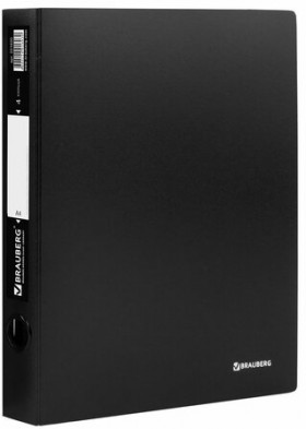 Папка на 4 кольцах BRAUBERG "Стандарт", 40 мм, черная, до 300 листов, 0,9 мм, 221620