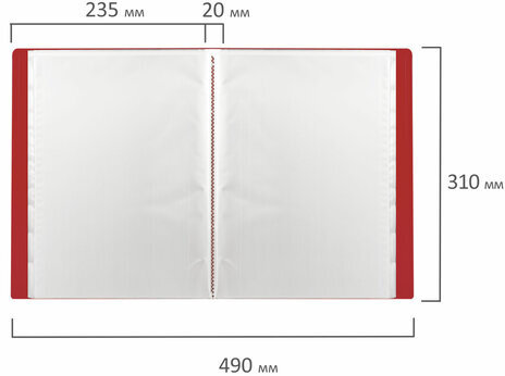 Папка 30 вкладышей BRAUBERG "Office", красная, 0,5 мм, 222630