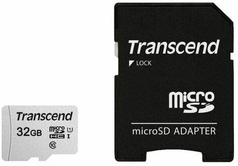 Карта памяти microSDHC 32 GB TRANSCEND UHS-I U3, 95 Мб/сек (class 10), адаптер, TS32GUSD300S-A