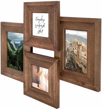 Рамка из мангового дерева BRAUBERG LOFT QUAD, фото разного размера, акриловый экран, 52х39 см, 391283