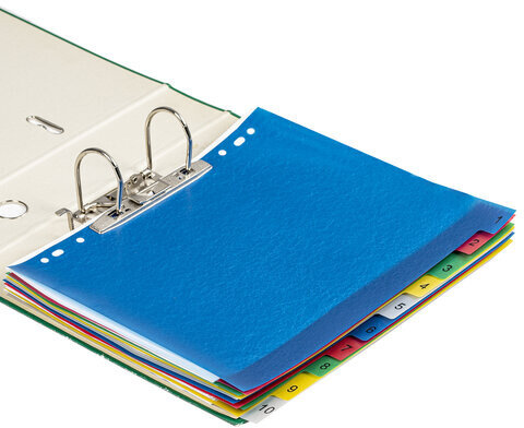 Разделитель пластиковый широкий BRAUBERG А4+, 10 листов, цифровой 1-10, оглавление, цветной, 225621