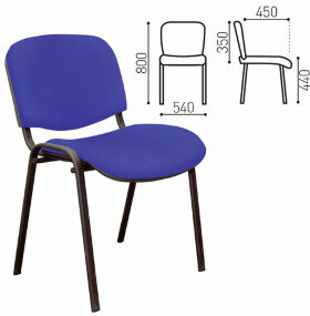 Стул для персонала и посетителей &quot;ИЗО&quot;, черный каркас, ткань синяя, В-10/С-06