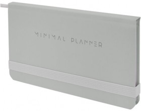 Еженедельник недатированный с резинкой 171х93 мм, BRAUBERG, твердый, 64 л., &quot;Minimal&quot;, серый, 116311