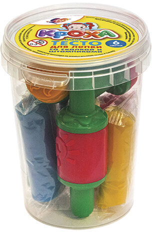 Пластилин на растительной основе (тесто для лепки) ЛУЧ, 6 цв, 420г, штампики 3 шт,ска, 28С 1679-08