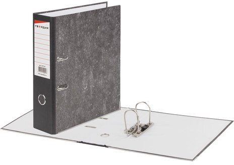 Папка-регистратор ГВАРДИЯ, усиленный корешок, мраморное покрытие, 80 мм, с уголком, черная, 227527