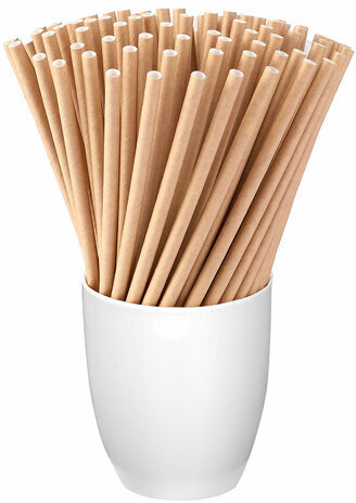 Трубочки для коктейлей бумажные, прямые, 6х205 мм, крафт, комплект 50 штук, LAIMA, 608364