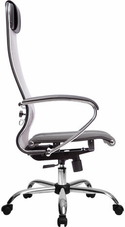 Кресло офисное МЕТТА "К-3" хром, ткань-сетка, сиденье и спинка регулируемые, светло-серое