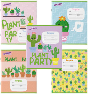 Тетрадь 12 л. ЮНЛАНДИЯ, линия, обложка картон, "КАКТУСИКИ", 106474