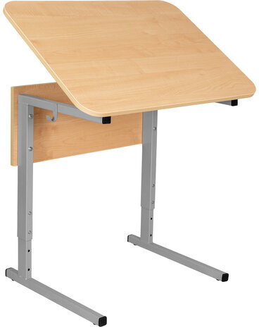 Стол-парта 1-местный, регулируемый угол, СУТ.54-01, 600х500х520-640 мм, рост 2-4, серый каркас, ЛДСП клён