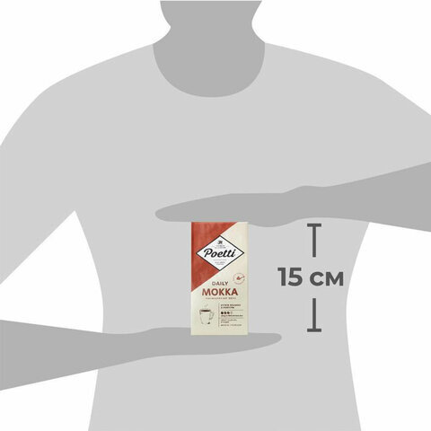 Кофе молотый Poetti "Mokka", натуральный, 250 г, вакуумная упаковка, 18102