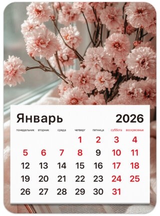 Календарь отрывной на магните на 2026 г., BRAUBERG, 130x180 мм, склейка, "Букет", 117288