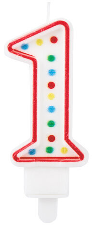 Свеча-цифра для торта "1" ДВУСТОРОННЯЯ с конфетти, 8,5 см, ЗОЛОТАЯ СКАЗКА, держатель, блистер, 591394