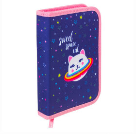Пенал BRAUBERG, 1 отделение, ткань, 20х14 см, &quot;Space Cat&quot;, 229278