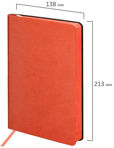 Ежедневник недатированный А5 (138х213 мм) BRAUBERG "Stylish", кожзам, гибкий, 160 л., оранжевый, 111864
