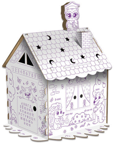 Картонный игровой развивающий домик-раскраска "Развивающий", высота 130 см, ЮНЛАНДИЯ, 880359