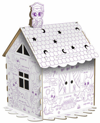 Картонный игровой развивающий домик-раскраска "Развивающий", высота 130 см, ЮНЛАНДИЯ, 880359