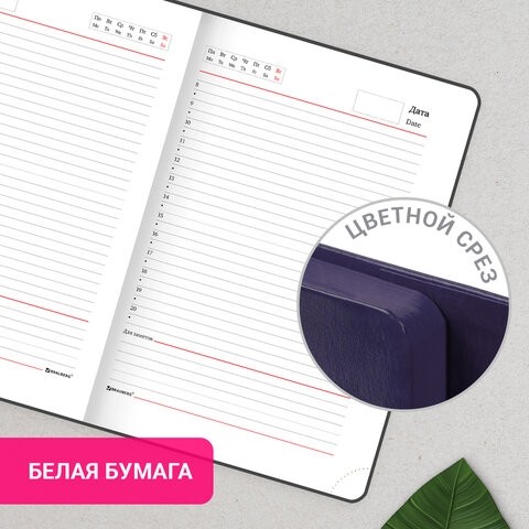 Ежедневник с магнитным клапаном недатированный, под кожу, А5, фиолетовый, BRAUBERG "Magnetic X", 113282
