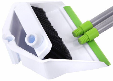 Совок для мусора 21х25 см + щетка 18х7 см, длинные рукоятки 80 см, "Ленивка", пластик, ЛЮБАША, 603616