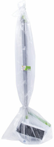 Совок для мусора 21х25 см + щетка 18х7 см, длинные рукоятки 80 см, "Ленивка", пластик, ЛЮБАША, 603616