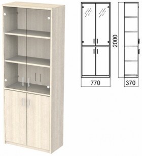 Шкаф закрытый со стеклом "Арго", 770х370х2000 мм, ясень шимо (КОМПЛЕКТ)