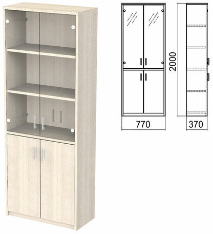 Шкаф закрытый со стеклом "Арго", 770х370х2000 мм, ясень шимо (КОМПЛЕКТ)
