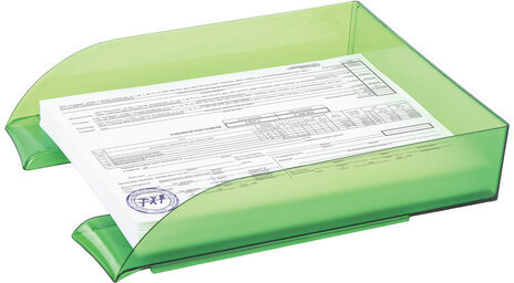 Лоток горизонтальный для бумаг BRAUBERG "Office style", 320х245х65 мм, тонированный зеленый, 237292