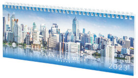 Планинг датированный на 2023 г. 285х112 мм, STAFF, гребень, картонная обложка, 64 л., "City", 114205