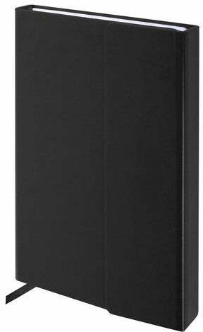 Ежедневник недатированный А5 138х213 мм BRAUBERG "Towny" под кожу, магнитный клапан 160 л., черный, 123785
