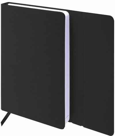 Ежедневник недатированный А5 138х213 мм BRAUBERG "Towny" под кожу, магнитный клапан 160 л., черный, 123785