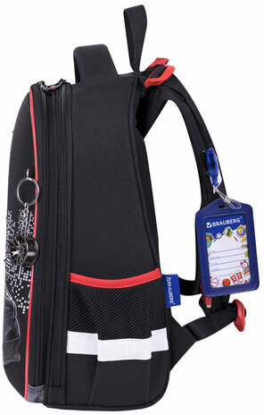 Ранец BRAUBERG PREMIUM, 2 отделения, с брелком, "City car", LED ЛАМПОЧКИ, 38х29х16 см, 271356