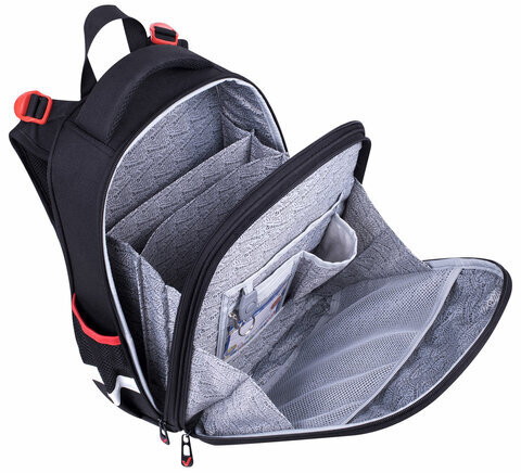 Ранец BRAUBERG PREMIUM, 2 отделения, с брелком, "City car", LED ЛАМПОЧКИ, 38х29х16 см, 271356