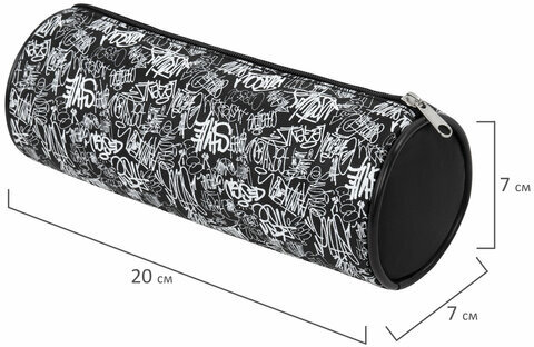 Пенал-косметичка BRAUBERG, Graffiti, черный, 20х7х7см, 272297