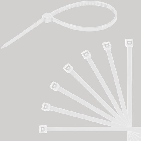 Стяжки (хомуты) нейлоновые сверхпрочные НАБОР 150 шт. (2,5х100/150 мм; 3,6х200 мм), белые, SONNEN, 607927